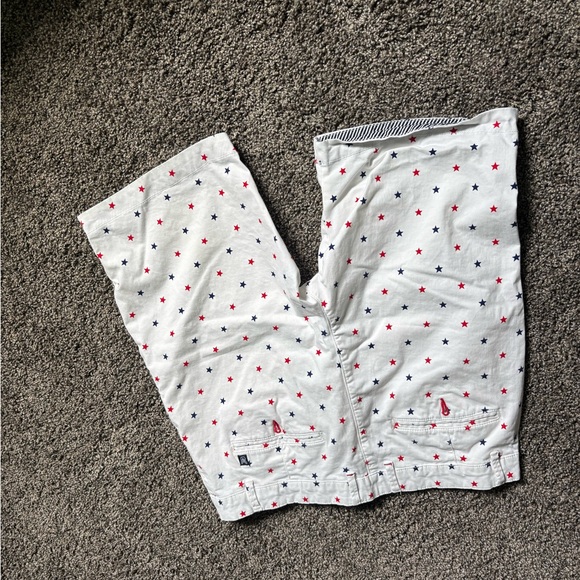 Denim & Flower White Shorts with Red and Blue Stars - Picture 2 of 3